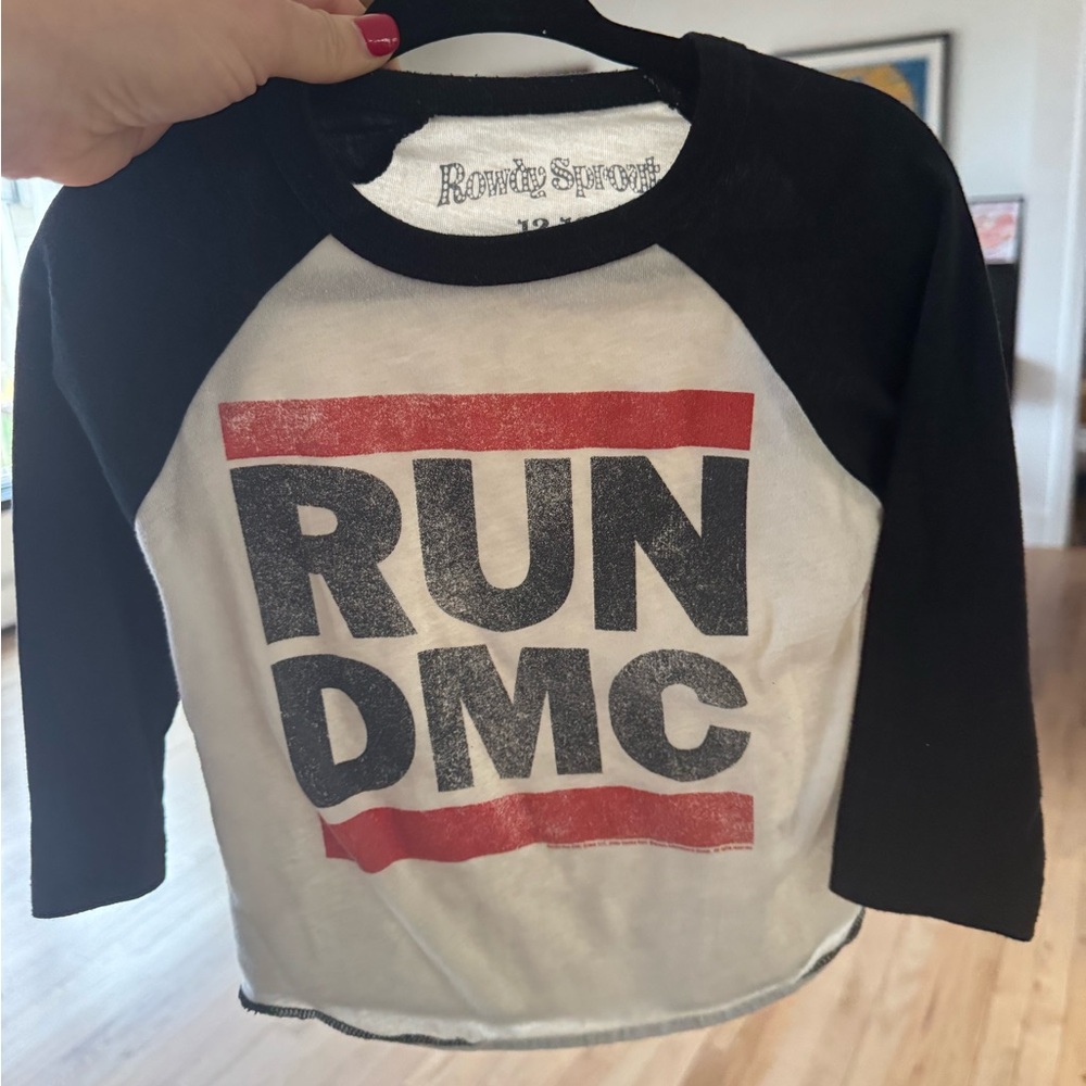 Rowdy Sprout - Run DMC Kids Raglan Shirt - Black and White